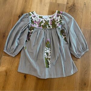 Mi Golondrina Blouse with Floral Embroidery